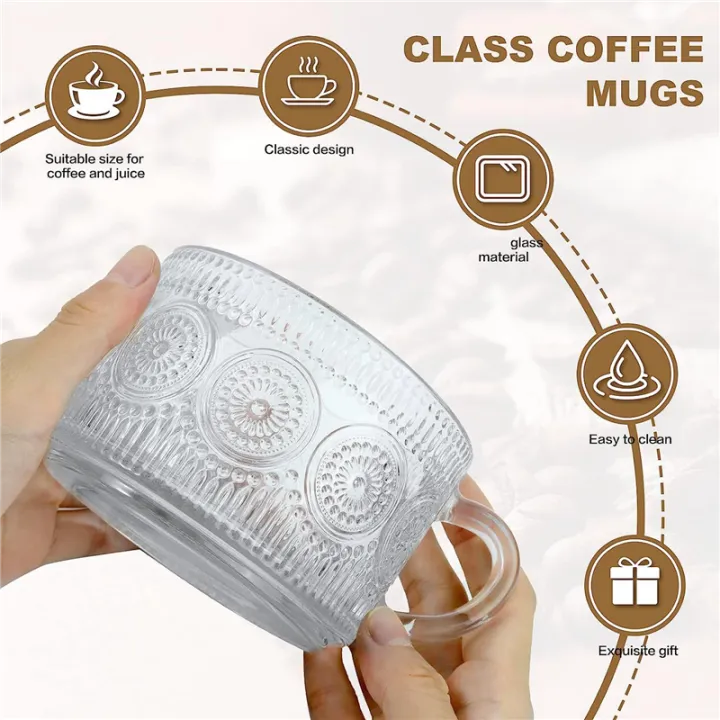 Vintage%20Coffee%20Glass%20Mugs%20Set%20of%202,%20Glass%20Coffee%20Tea%20Cups%20with%20Bamboo%20Lids,%20Coaster%20and%20Spoons,15Oz%20Clear%20Embossed%20450ML%20A%20-%20Image%207