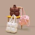 New Nylon Cloth Puffy Shoulder Bag Large Capacity Quilted Down Feather Handbag Soft Padded Space Cotton Shopping Tote. 