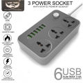Lucky Hawk USB Port Auto Max 3.4A + 3 Anti-Static Power Socket Extension Power Cord 3 Socket Extension Boards  (2 m, With USB Port). 