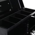 Black Metal Iron Box Drawer with Key Lock Security Lock Layered Tray Storage for Safe Home Office Container Tool. 
