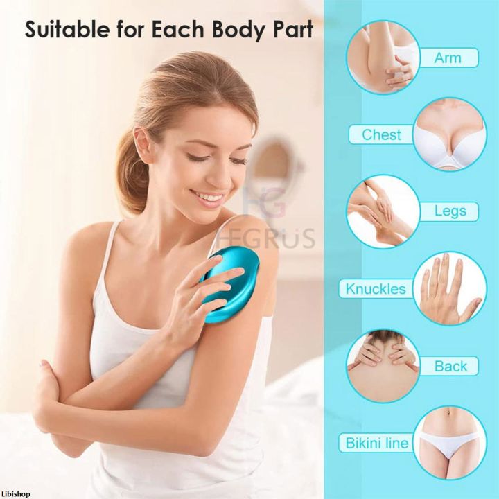 LibishopHigh Quality Divora Crystal hair remover stone Painless Epilator Reusable Depilation Tool for body hair. Portable Hair Removal Beauty Tool- Hair remover Stone for Man and Women