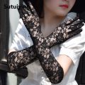 Sutuiying Summer Sunscreen Anti UV Flower Fashion Party Lace Gloves Long Mittens Women's Gloves Arm Warmers. 