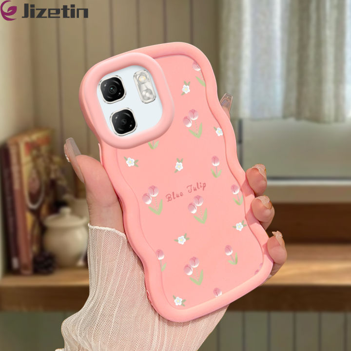 Jizetin for Infinix Smart 9 Hot 50i Back Cover Small Pink Flower Macaron Bright Color Wavy Shape Soft Mobile Phone Cases