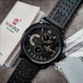 NAVIFORCE Nf9068 Chronograph Watch With Leather Strap For Men - Balck/White. 
