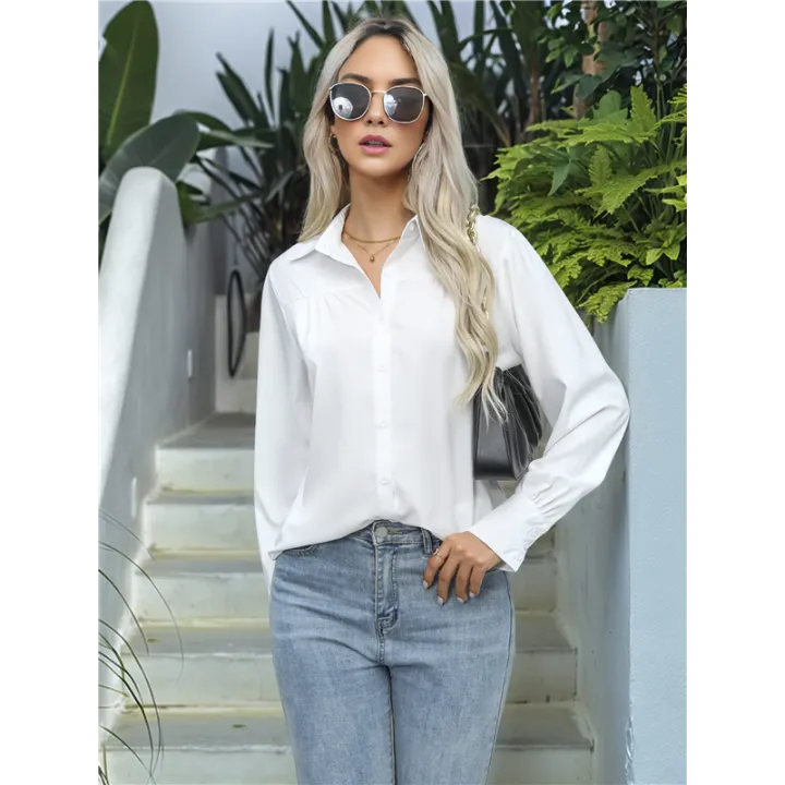 Womens%20Long%20Sleeve%20Office%20Shirt%20Tops%20White%20M%20-%20Image%205