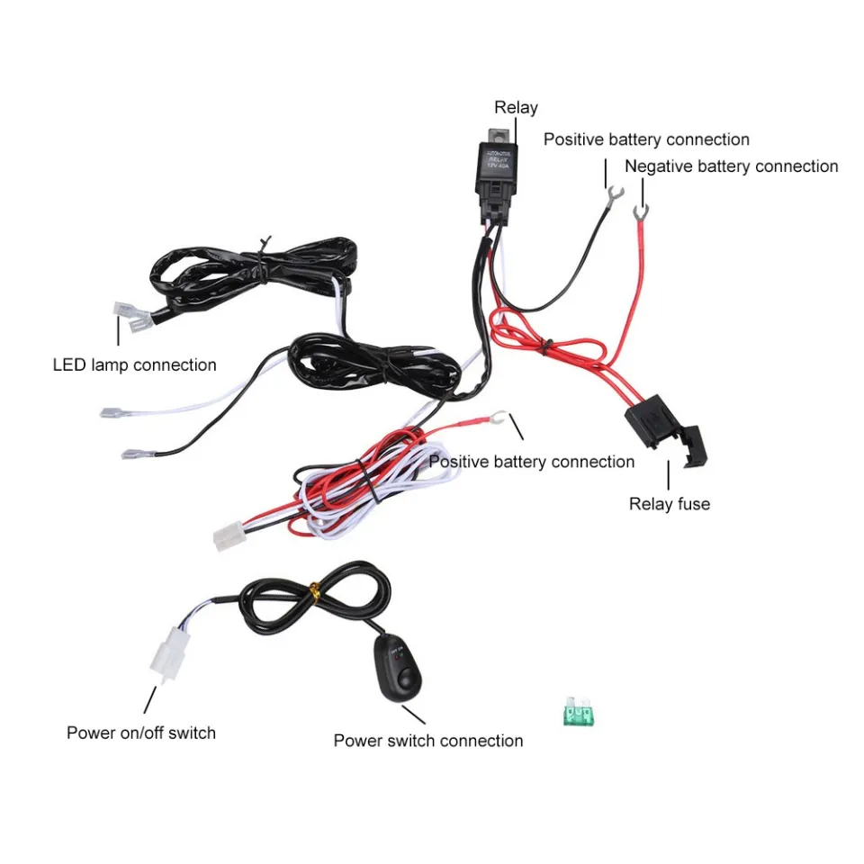 LED Light Bar Wiring Harness Kit With 40A Relay, Fuse & On/Off Switch - 12V 4-Lead For CREE, Philips, EPISTAR, OSRAM Bars 9 thumbnail image
