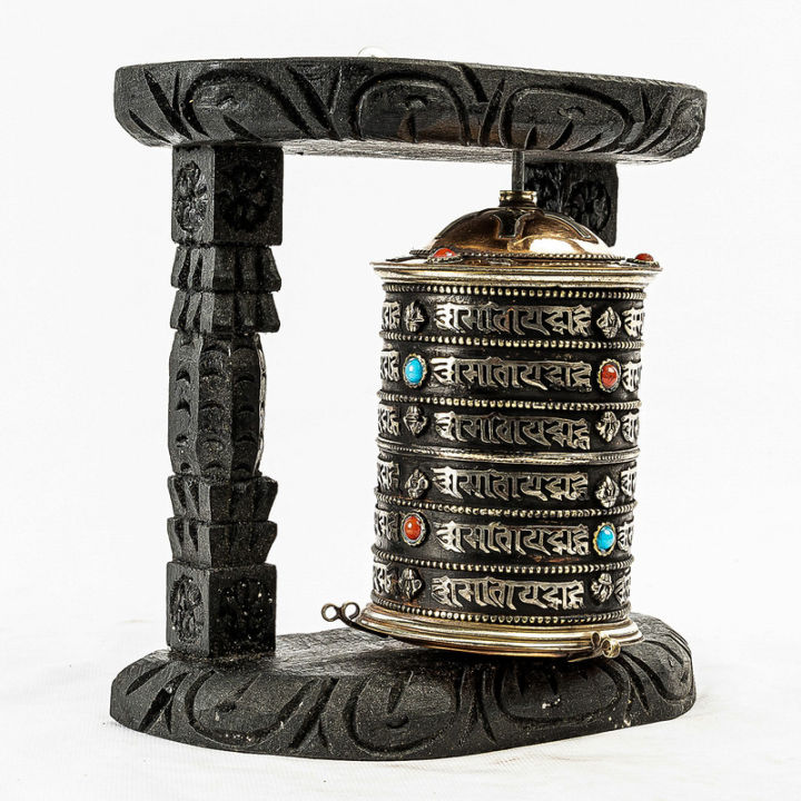 Saru%20Handicraft%20/%20Black%20Buddhist%20Prayer%20Wheel%20(Single)%20/%20Prayer%20Wheel%20-%20Image%203