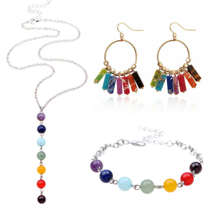 Pendant%20necklace%20bracelet%20rainbow%20healing%20set%20jewelry%20women's%20yoga%20chakra%207%20aura%20chip%20earrings%20natural%20gemstone%20mara%20beads%20-%20Image%202