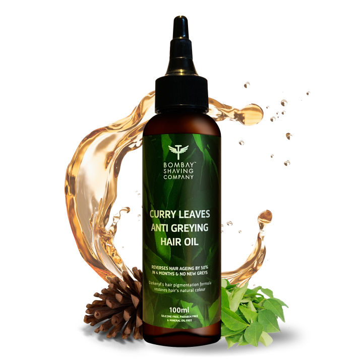 Bombay Shaving Company Anti Greying Hair Oil With Curry Leaves and Darken - Reduces Greys by 50% in 4 Months (100 ml)