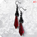 Black Bat Earrings with Red Teardrop Beads, Earrings, Gothic Jewelry, NMP. 