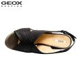 Geox Black Janira C Pure Leather Wedge Sandals For Women. 