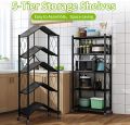 Heavy Duty Metal Wire 5 Layer Multifunctional Foldable Floor Standing Storage Rack. 
