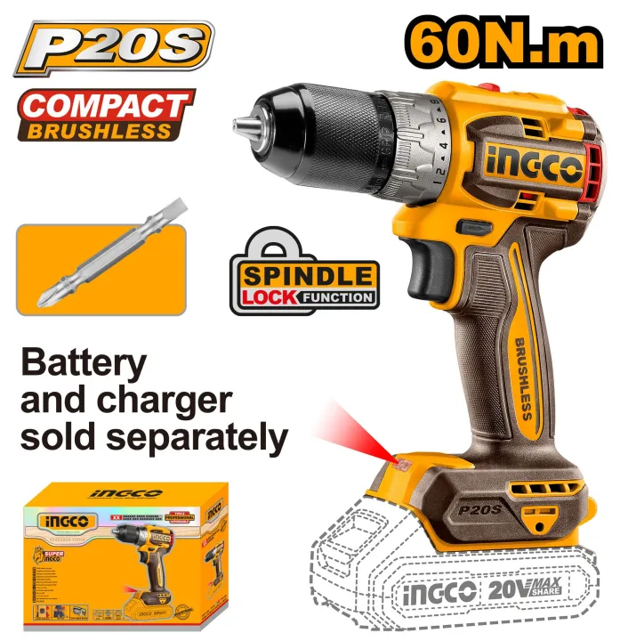 Ingco%20Lithium-Ion%20Compact%20Brushless%2020v%20Cordless%20Drill%20(Battery%20Not%20Included)%20-%20Image%202