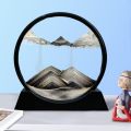 12inch Moving Sand Art Picture,3D Deep Sea Sandscape in Motion Display Flowing Sand Frame Flowing,Round Glass Grit Photo Hourglass (Blue, 12inch). 