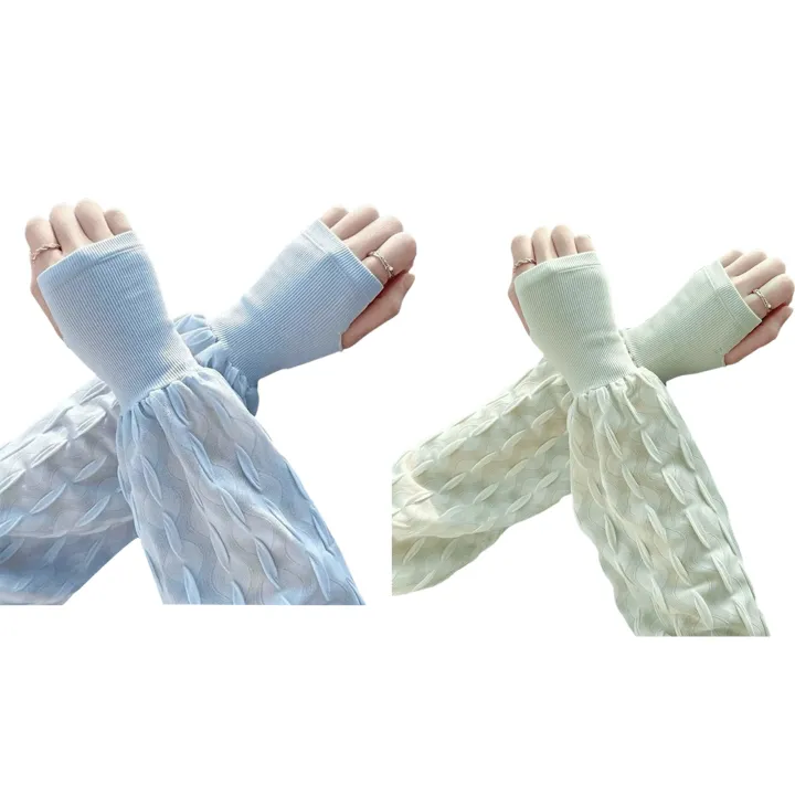 SuperRide%20Sun%20Protection%20Arm%20Sleeves%201%20Pair%20Women%E2%80%99s%20Ice%20Silk%20Uv%20Protection%20Arm%20Sleeves%20with%20Thumb%20Hole%20Lightweight%20Breathable%20Long%20for%20Outdoor%20-%20Image%203