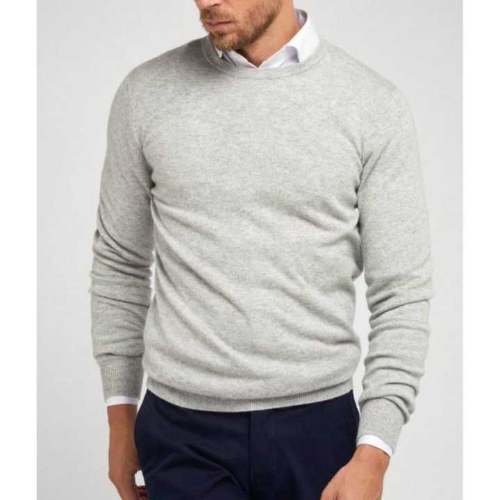 Men Cashmere Round Neck Sweaters Comfortable Warm Light Weight
