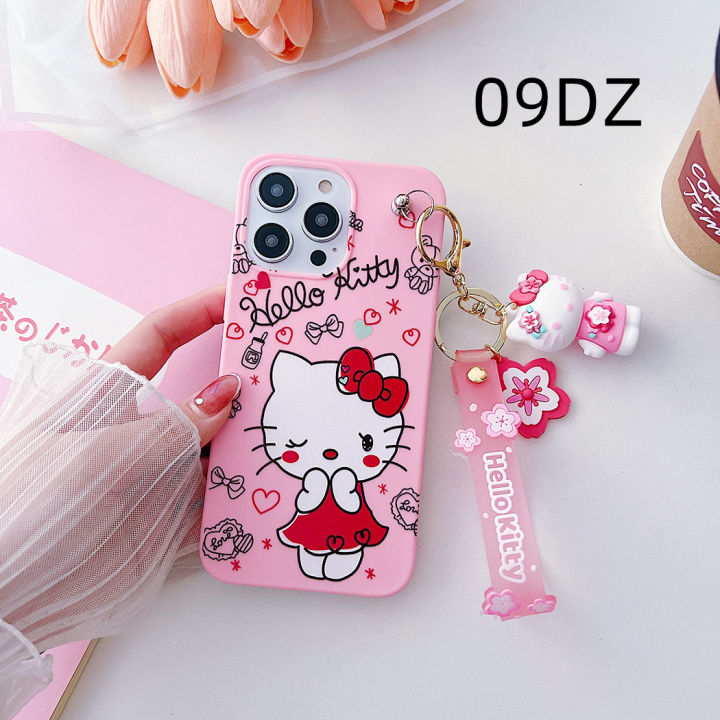 Hello Kitty Casing iPhone 16 Plus 16 15 Pro Max 15 Pro Phone Case iPhone 15 Plus 15 14 Pro Max 14 Pro Phone Cover Cartoon Hello Kitty 3D Dolls with Strap Lanyard