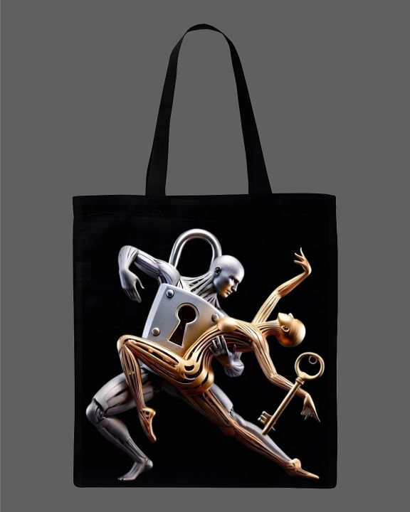 Surrealist%20Lock%20&%20Key%20Graphic%20Printed%20Tote%20Bag%20%E2%80%93%20Eco-Friendly%20Cotton%20Shoulder%20Shopping%20Bag-White,%20Black%20-%20Image%203