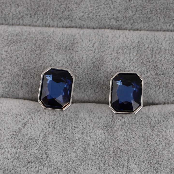 Kqueebee%201%20Pair%20Fashion%20Men's%20Cufflinks%20Fashion%20Round%20Eyes%20Shirt%20Cufflinks%20Cuff%20Links%20Mens%20(Silver+Blue)%20&%201%20Pair%20Fashion%20Diamond%20Colorful%20Glass%20Cufflinks%20Cuff%20Links%20Women%20Mens%20(Blue)%20-%20Image%202