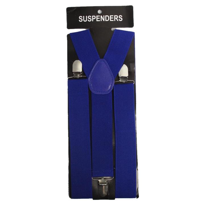 Blue Unisex Adjustable Clip-On Suspenders Elastic Y-Shape Braces