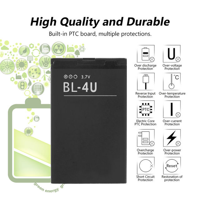 BL-4U Cell Phone Batteries BL 4U For Nokia 5250 5330 5730 6600 8800 C5-03 E66 E75 Asha 300 BL4U Li-ion Phone Replacement Battery