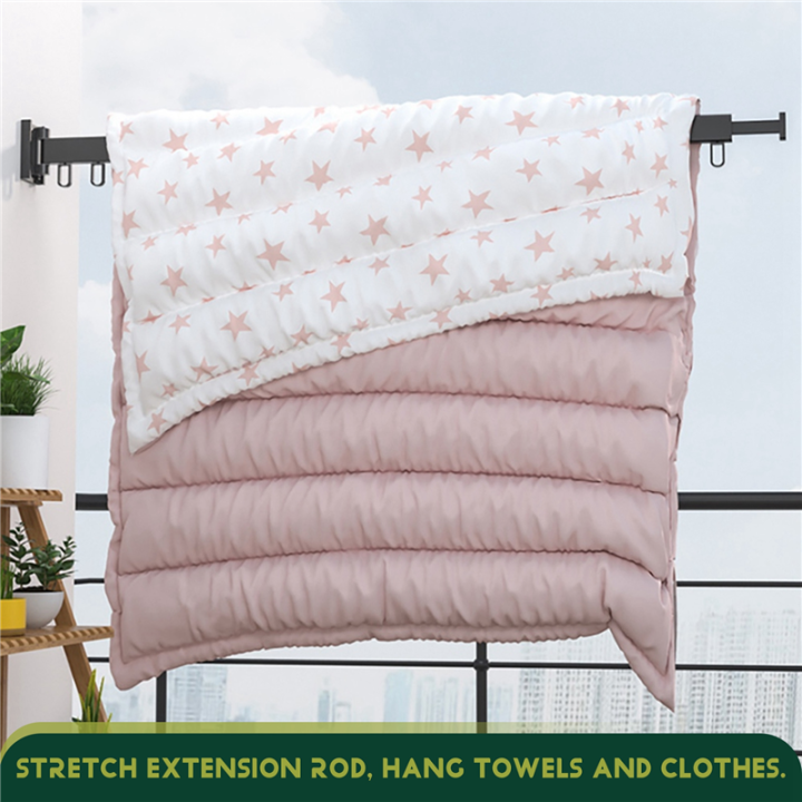 Folding%20Clothes%20Hanger%20Wall%20Mount%20Retractable%20Cloth%20Drying%20Black%20C%20-%20Image%205