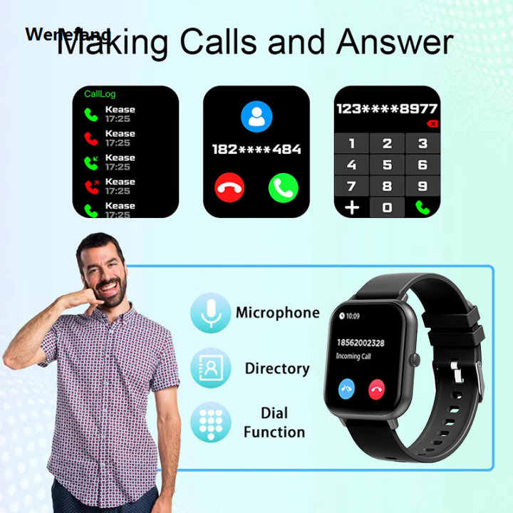 Wenefang For Xiaomi 2025 New Smart Watch Men Bluetooth Call Fitness Tracker 2025 Heart Rate IP68 Waterproof Smart Watch Men Women IOS Android