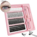 Yuantufei  Fashion  Eyelashe Clusters Lash Bond and Seal Makeup Tools Mix DIY Lower Lashes Extension Kit Tweezers Waterproof False Lashes Set. 