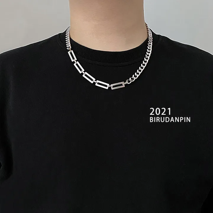 Sweet%20Chain%20Sweater%20Shirt%20T%20White%20Assembly%20Men's%20Necklace%20Steel%20Thick%20Hardware%20Cuba%5D%20Original%20%5BGlobal%20Best-Selling%20Titanium%20Women's%20Hip%20Hop%20Clavicle%20Chain%20Cool%20Accessories%20-%20Image%205