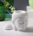 Salcko White Ceramic Buddha Aroma Diffuser With 2 Diffuser Oil Bottles And 2 Candles - Sandalwood. 