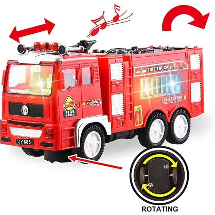 Rotation Electric Fire Truck Vehicle Toy with Flash Music and LED