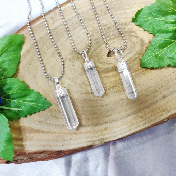 Accessories Point Clear Quartz Crystal Pencil Pendant