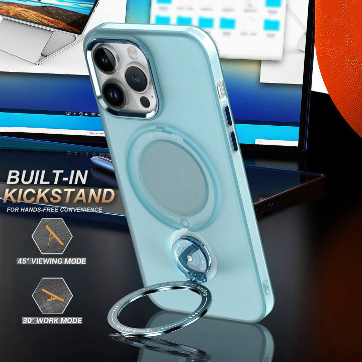 Phone%20Case%20with%20360-degree%20Rotatable%20Magnetic%20Ring%20Stand%20Shockproof%20Translucent%20Phone%20Cases%20for%20iPhone15/PLUS/Pro/Pro%20Max%20-%20Image%205