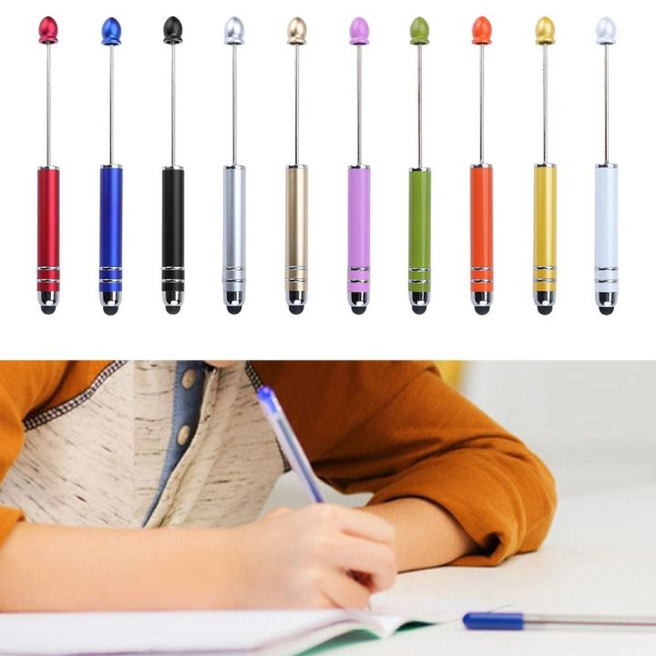 Creative Plastic DIY Beaded Pen Handmade Touch Screen Ballpoint Pen Student Gift Stylus Pen School Office Supplies