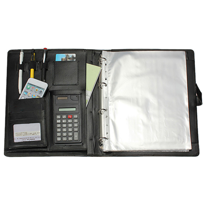 Pullhee-2X%20Black%20A4%20Executive%20Conference%20Folder%20Portfolio%20PU%20Leather%20Document%20Organiser%20-%20Image%203