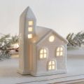 Portable Ceramic Porcelain Lamp Ornament LED Exquisite Christmas Atmosphere Lights Star Glowing Effect House-shaped Night Lamp Sleep Aid. 