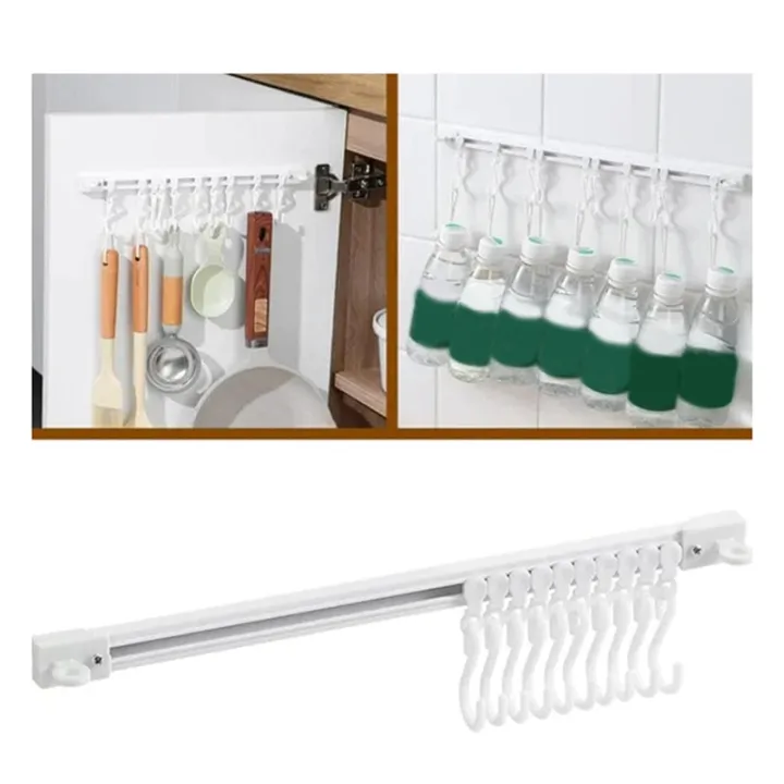 Sliding Hook Rack Multifunctional Slide Rail Hook, Adhesive Wall Hooks Rack | Daraz.com.np