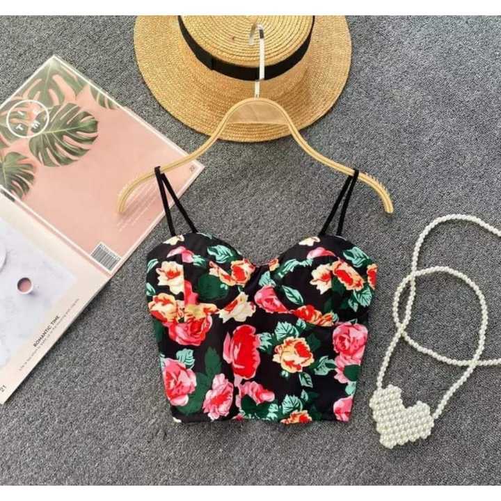 Fashion Floral Print Sexy Padded Tank Top /T-Shirt For Women - Fashion | T-Shirts For Women | Women's Wear |