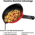 HAWKINS 22 cm Frying Pan, Die Cast Non Stick Fry Pan with Glass Lid, Ceramic Coated Pan, Induction Frying Pan, Small Frying Pan, Red (IDCF22G). 