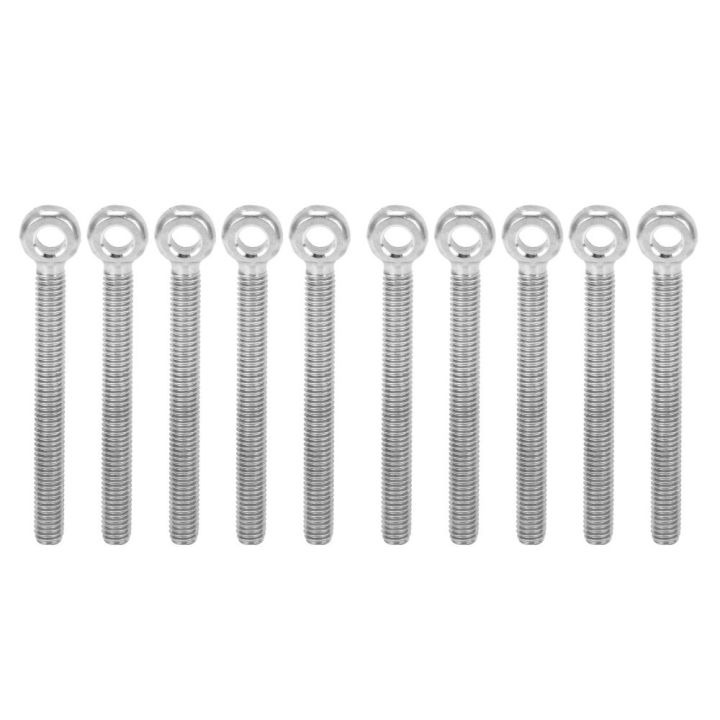 10pcs Fasteners 304 Stainless Steel Eye Bolts Silver M6x60mm Threaded ...