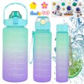 3PCS Portable Water Bottle Motivational Sports Water Bottles with Straw. 