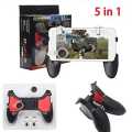 PUBG Mobile Phone 5 in 1 Gamepad Controller Shooter Gaming Button Handle 5IN1 Game pad Stent Trigger with L1 R1 Fire Shooter Buttons 2 Joystick +2 Trigger+1 Gamepad 5-in-1 for Android iOS Phones. 
