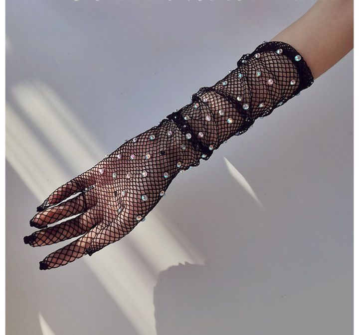 Elastic%20Rhinestones%20Mesh%20Full%20Finger%20Gloves%20Flash%20Fishing%20Net%20Punk%20Nightclub%20Cosplay%20Long%20Gloves%20-%20Image%202