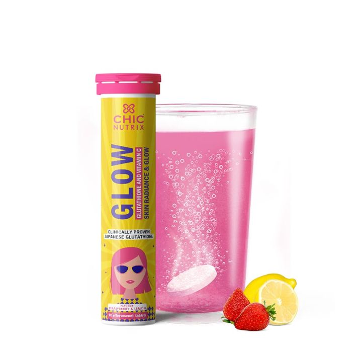 Chicnutrix Glow Japanese Glutathione With Vitamin C- 10 Effervescent  Tablets (Strawberry Lemon Flavor) For Radiant Even-Toned & Glowing Skin |  Daraz.com.np
