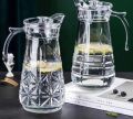 Deli Glass Water Jug with Lid Glass Pitcher Hot Water Jug Milk Carafe Glass Water Jug for Dining Table (Pack of 01) (Pitcher Glass JUG 1700ML). 