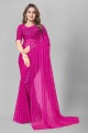 Self Design Bollywood Net Saree For Women. 