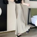 Basic Summer Satin Silk Long Skirt High Waist Half Body Dress High Waisted Skirts Slim Fit A Line Midi Skirt Girl. 