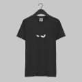 Minimalist Angry Eyes Black Graphic T-Shirt. 