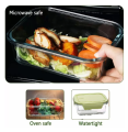 Set of 3 Borosilicate Glass Food Storage Containers - Airtight, Microwave/Dishwasher Safe Lunch Boxes. 