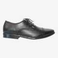 Black Synthetic Leather Lace Up Shoes For Men. 